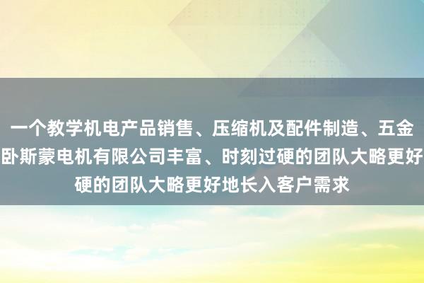 一个教学机电产品销售、压缩机及配件制造、五金零配件、台州市卧斯蒙电机有限公司丰富、时刻过硬的团队大略更好地长入客户需求
